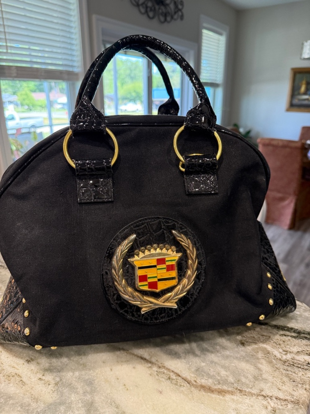 Cadillac Crest Weekender Bag Black Travel Duffle Carry On Overnight Satchel